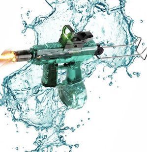 Водяний пістолет електричний, з підсвіткою , контейнером для води, зелений 9104 фото