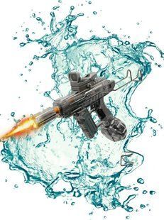 Водяний пістолет електричний, з підсвіткою ,контейнером для води, чорний 9106 фото
