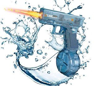 Водяний пістолет з підсвіткою, контейнером для води, 16,5 см, синій 9114 фото