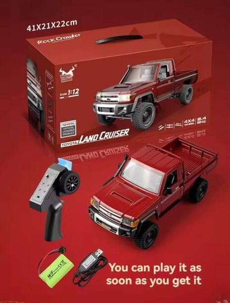 Машинка на радіокеруванні Toyota, масштаб 1:12, з підсвіткою, MN-82, з пониженою передачою,червона 9976 фото