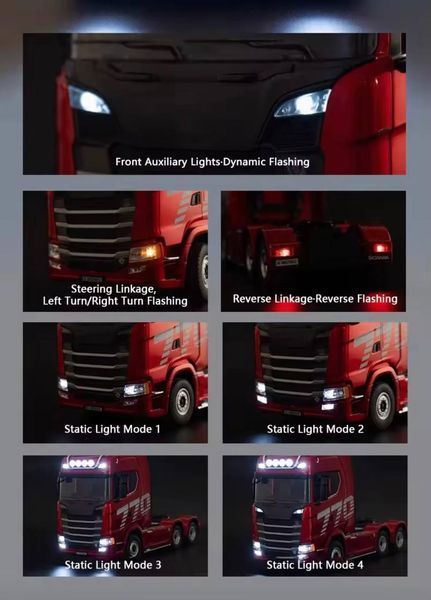 Фура на радіокеруванні Scania,масштаб 1:18,з підсвіткою та звуковим ефектом, червона 9095 фото